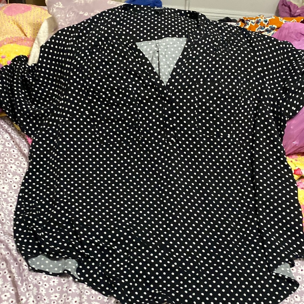 3/4 sleeve polka dot blouse